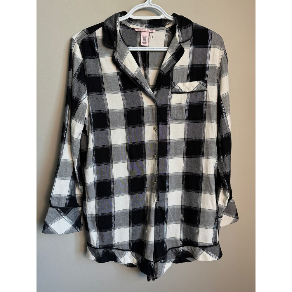 Victoria Secret Plaid Flannel Pajama Romper XS Sleepwear Loungewear Cozy Cabin